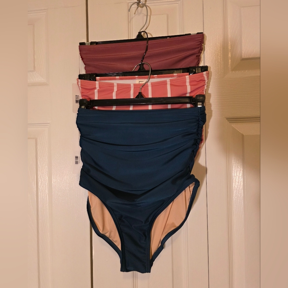 Livy & Kate Set of Three High-Waisted Bikini Bottoms All XS NWT